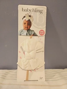 Baby Bling Bow Headband Shabby Deb Skinny Blush/White Dots - Picture 1 of 5