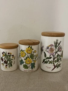Set of 3 Portmeirion The Botanic Garden Jars Canisters With Wood Lids 1818 1972 - Picture 1 of 11