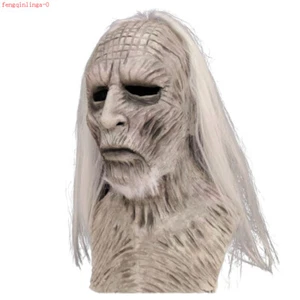 Game of Thrones Long Hair The White Walkers Mask Cosplay Props Latex Headgear - Picture 1 of 5