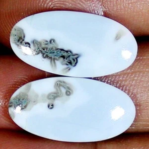Natural Blue Opal Pair Cabochon 23.00 CTS. 14x26x04mm Oval Shape Gemstones BC-45 - Picture 1 of 7