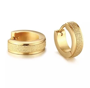 Stainless Steel Surgical Huggie Hoop Gold Earrings - Picture 1 of 4