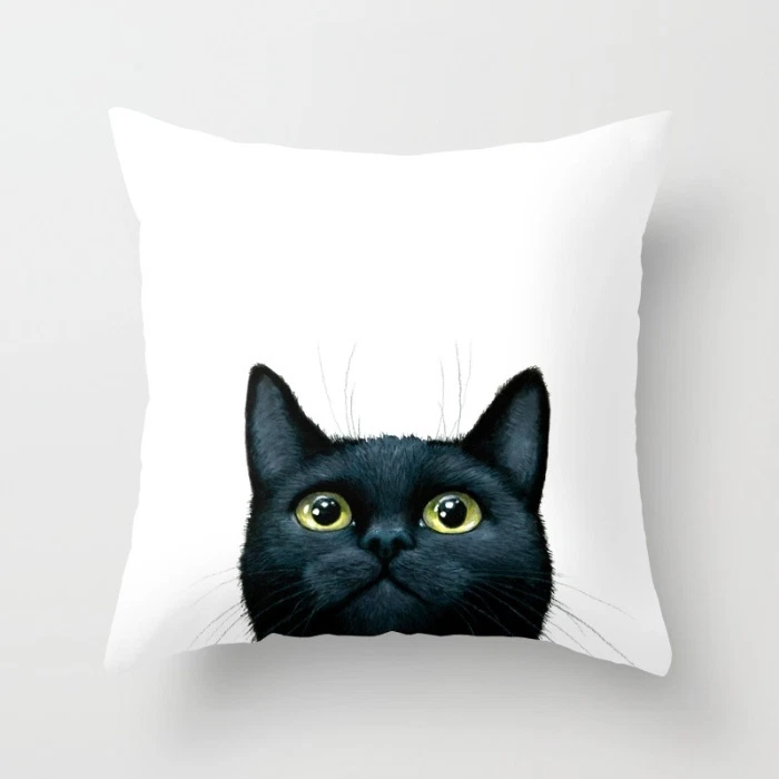 Funda Cojín Almohada Gato 606 Negro Blanco Arte Pintura L.Dumas Foto 1 de 1