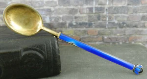 David Andersen Norway Sterling Guilloché Blue Enamel Demitasse Spoon - Picture 1 of 9
