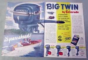 1951 Evinrude Big Twin Outboard Motor Original 2-Page Print Ad - Picture 1 of 1