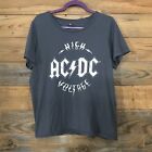 Women's AC/DC High voltage Logo Grey Soft T-shirt XXL Angus Bon Scott AC-DC