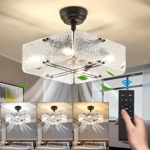 ECOBRT 16” Black Farmhouse Ceiling Fan Light w/ Remote, 6 Speed, 3 Colors - Picture 1 of 8