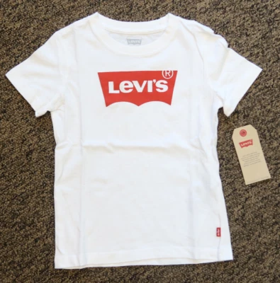 Nova Camiseta Logotipo Levi's Little Boys - Tamanho 5 (Pequena / 4-5 Anos) - Branca - Imagem 1 de 2