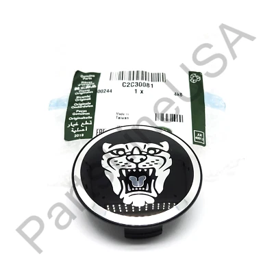 Tapa central con insignia de rueda negra genuina Jaguar XJ XK XF F-Type C2C30081 Foto 1 de 4