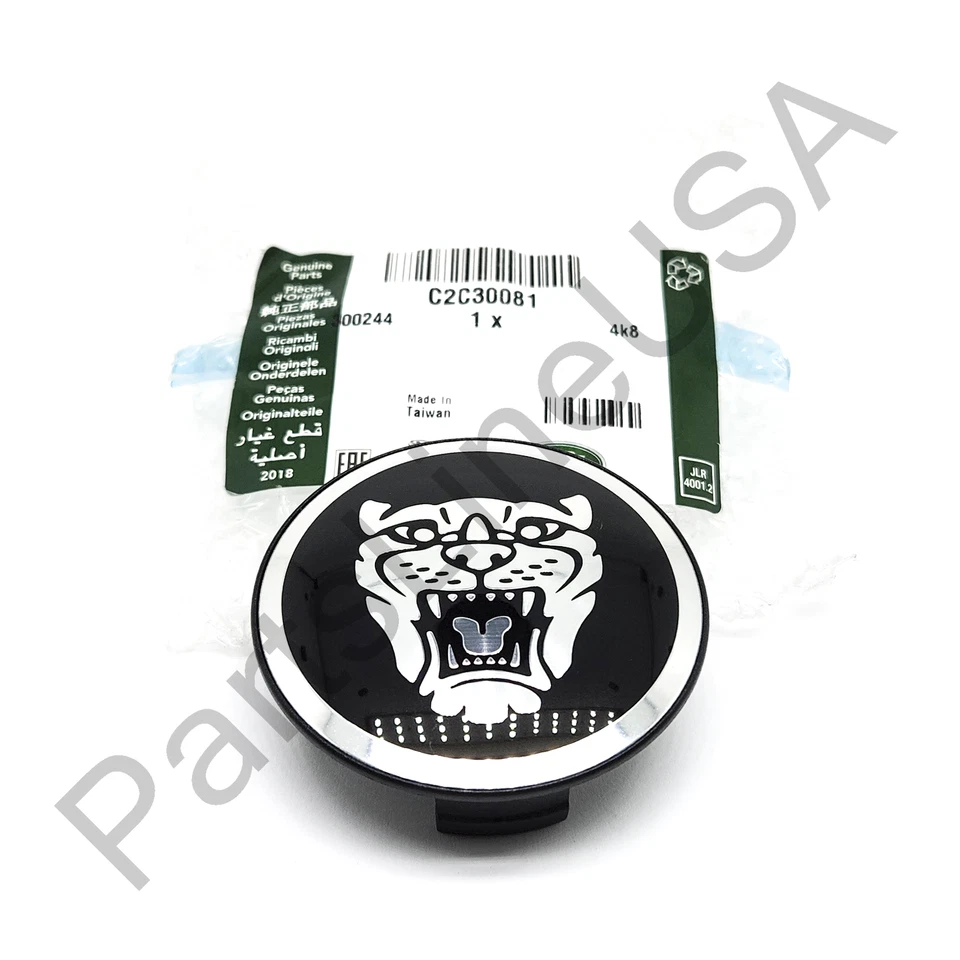 Tapa central con insignia de rueda negra genuina Jaguar XJ XK XF F-Type C2C30081 Foto 1 de 4