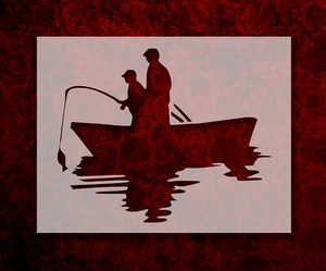 Vater und Sohn Angeln im Boot 8,5" x 11" Schablone SCHNELLER KOSTENLOSER VERSAND (793) - Bild 1 von 1