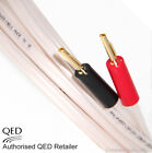 QED ORIGINAL OFC Speaker Cable Terminated 4 x 4mm Gold Banana Plugs SINGLE Cable