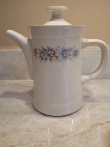 Towncraft Stoneware Coffee Tea Pot Blue Ridge Design Blue And Brown Floral - Picture 1 of 7