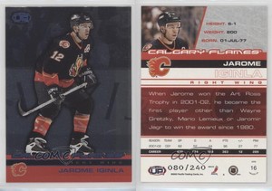 2002-03 Pacific Heads Up Blue /240 Jarome Iginla #16 HOF