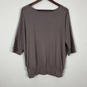 Top Granate Hill Mujer Grande Taupe Dolman Manga Encaje Algodón Orgánico Tencel L - Imagen 1 de 11