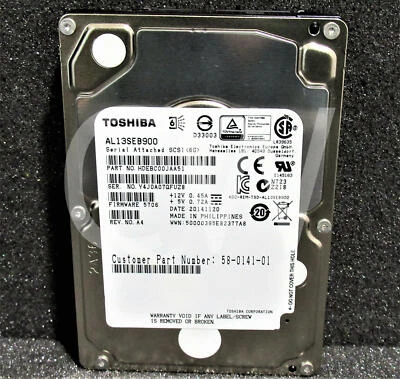 AL13SEB900 Toshiba HDEBC00JAA51 900GB 10K RPM 6Gb/s 2.5" SAS HDD Hard Drive - Image 1 of 3
