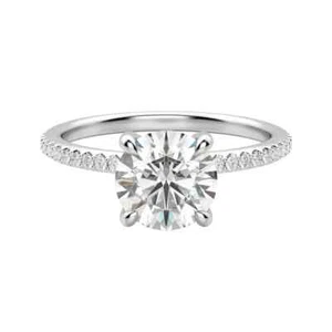 1.00 Ct Round Cut Lab Grown Diamond 14K White Gold Engagement Wedding Ring - Picture 1 of 7