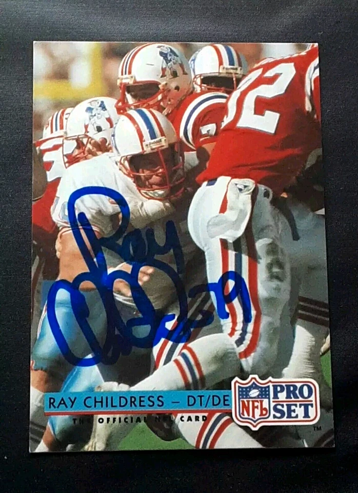 Tarjeta de fútbol americano 1992 firmada autografiada por Ray Childress Houston Oilers DT Foto 1 de 1