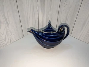 Vintage Hall ALADDIN 6 Cup Cobalt Blue & Gold Porcelain Teapot #0663 Good Cond! - Picture 1 of 5