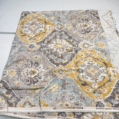 convington upholstery fabric cotton gray yellow floral louts 55x98 2.75yards - Image 1 of 4