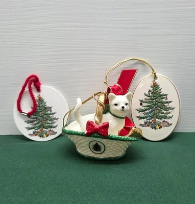 3 Christmas Ornaments by SPODE, approx. 2.25" Tall - Christmas Tree Pattern - Image 1 of 4