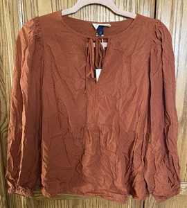 Top campesino Universal Thread para mujer manga larga con lazo delantero óxido XS NUEVO CON ETIQUETAS - Imagen 1 de 4