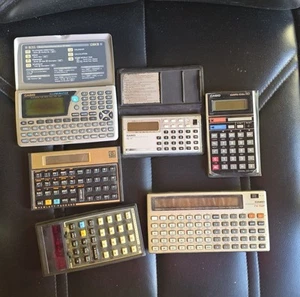 6 LOT OF VINTAGE CALCULATORS SEMI WORKING HP CASIO - Picture 1 of 5