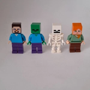 Lego - 4 x Minecraft, Steve, Alex, Zombie, Skeleton - Genuine Minifigures - Picture 1 of 2