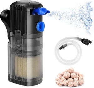 3 in 1 Filtro Acquario Interno Flusso Regolabile Filtro per Acquario 500 L/H, Po - Foto 1 di 12
