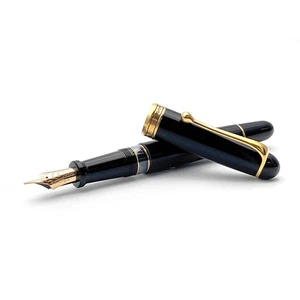 Aurora 88 big fountain pen with 14kt gold nib black resin Gold trim - Picture 1 of 8