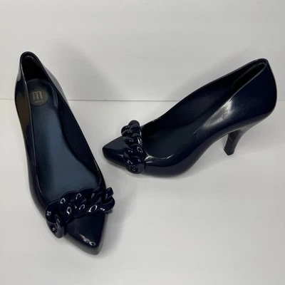 Zapatos Melissa Azul Marino Tacones Plástico Jalea con Detalle de Cadena Talla US 6 Foto 1 de 4