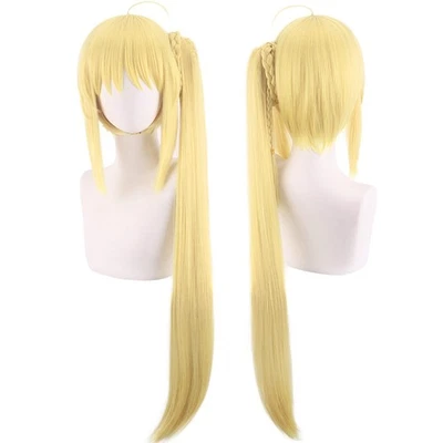 Peluca cosplay amarilla para mujer larga recta con flequillo cola de caballo perfecta para... Foto 1 de 4