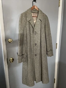 Harris Tweed Vintage Handwoven Scottish Wool Overcoat Jacket Men 42-44 - Picture 1 of 19