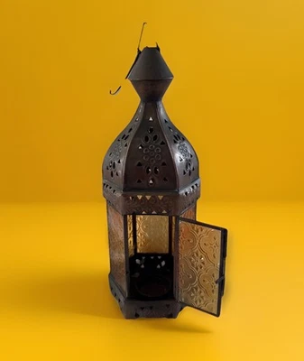 Arabic/Moroccan Decorative Hanging Tea Light Candle Holder Copper Lantern 12” - Image 1 of 4