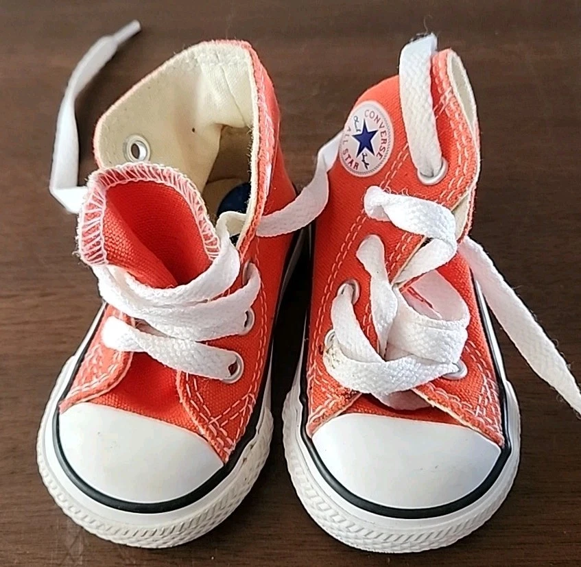 Tops altos Converse All Star naranja neón niño pequeño bebé talla 2 Foto 1 de 4