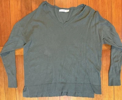 Faded Glory Sweatshirt Women’s XL Olive Green Sweater V-Neck  - Image 1 of 4