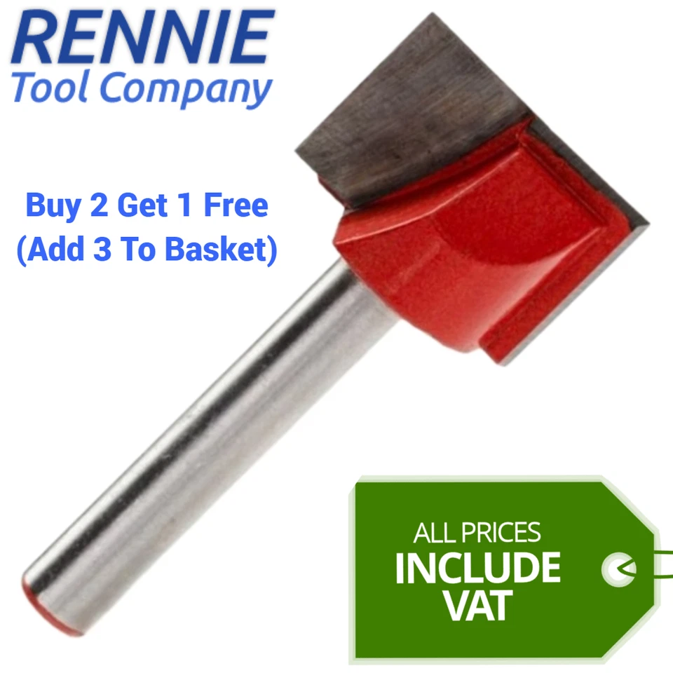 RENNIE TOOL 6mm Shank Bottom Cleaning Carbide Tipped Router Cutter Bit TCT. Surfacing Bit