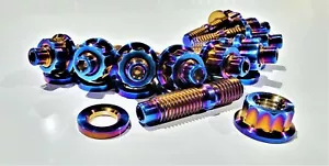 10 X GRADE 5 TITANIUM M8 X 1.25 AUTOMOTIVE, INTAKE, EXHAUST STUD NUT AND WASHER - Picture 1 of 2