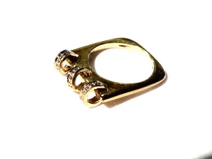 Bijou alliage doré bague carré détails petits anneaux tournants taille 51 - Picture 1 of 3