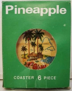 Guam Ananas Holz Untersetzer Set 6 Stück Hafa Adai NEU PP - Bild 1 von 9