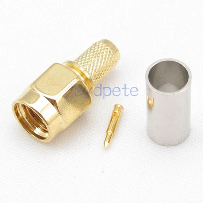 SMA male plug connector crimp for RG58 RG142 LMR195 Coax Cable wholesale lot RF - Image 1 of 4