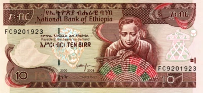 Ethiopia 10 Birr 2000EE/2008 UNC P-48e Prefix FC Banknote - Image 1 of 2