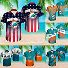 Miami Dolphins Men's Summer Hawaiian Shirt Casual Button Down Beach Shirts Gifts