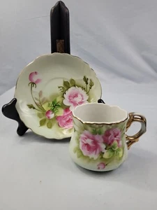 Vintage Lefton Heritage Green Cup & Saucer Handpainted 1950s Excellent 75 - Picture 1 of 17
