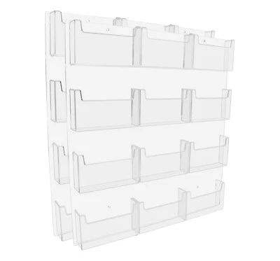 Lote de 2 Montaje en Pared 12 Bolsillos Tamaño Tarjeta Postal Literatura Soporte Sistema de Exhibición Foto 1 de 4