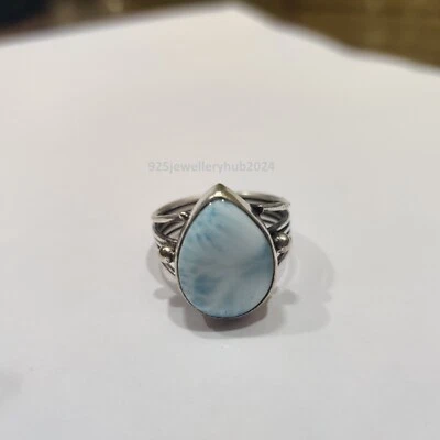 Beautiful Larimar Gemstone Ring 925 Sterling Silver Gift For Boys & Girls Ring - Image 1 of 4