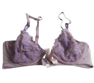 Victoria's Secret Damen 36C BH ungefüttert halb transparent Spitze lavendel lila - Bild 1 von 4