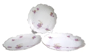 Antique Hermann OHME Eglantine Porcelain Scalloped Serving Bowl Germany Set of 3 - Picture 1 of 23