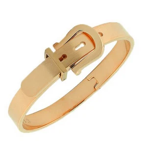 Stainless Steel Rose Gold-Tone Belt Buckle Bangle Bracelet - Picture 1 of 3