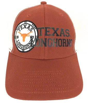 Gorra de béisbol Texas Longhorns deletreada con logotipo de escritura malla espalda a presión camionero Foto 1 de 4