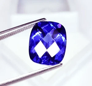 Natural Blue Tanzanite Loose Gemstone Cushion Shape Certified 10 Ct Gem - Picture 1 of 14